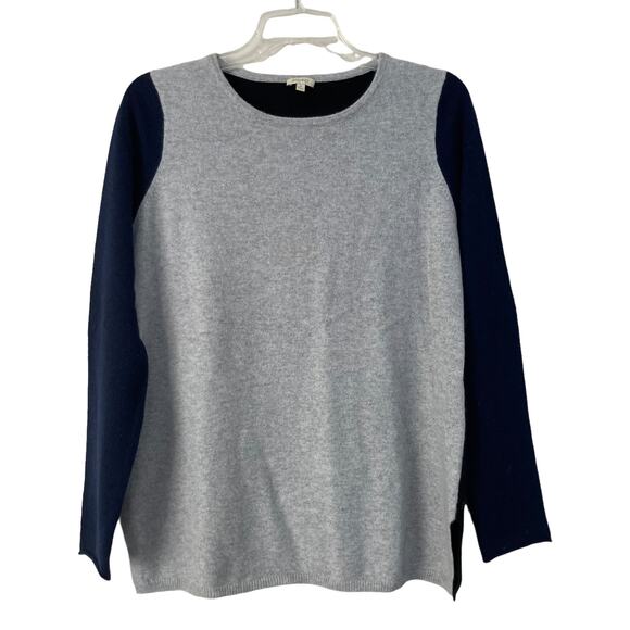 PROJECT Colorblock Gray Black Blue 100% Cashmere Sweater Sz M - Picture 1 of 6